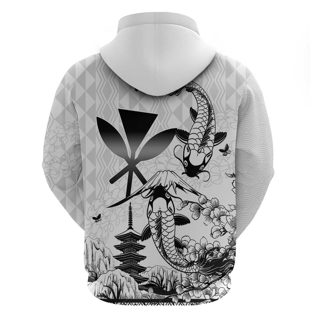 Japan And Hawaii Hoodie Sakura Koi Fish Hawaiian Lei Kanaka - Polynesian Pride