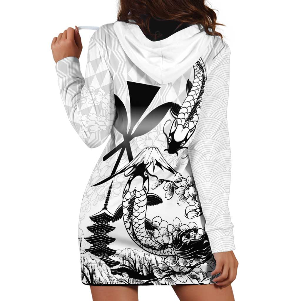 Japan And Hawaii Hoodie Dress Sakura Koi Fish Hawaiian Lei Kanaka LT14 - Polynesian Pride