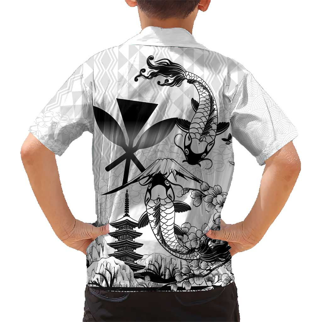 Japan And Hawaii Kid Hawaiian Shirt Sakura Koi Fish Hawaiian Lei Kanaka LT14 - Polynesian Pride