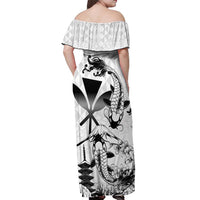Japan And Hawaii Off Shoulder Maxi Dress Sakura Koi Fish Hawaiian Lei Kanaka LT14 - Polynesian Pride