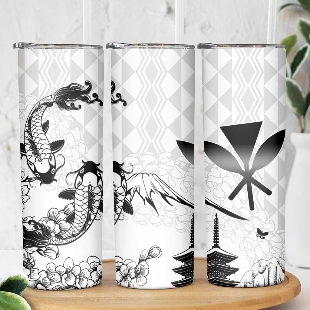 Japan And Hawaii Skinny Tumbler Sakura Koi Fish Hawaiian Lei Kanaka LT14 - Polynesian Pride