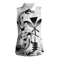 Japan And Hawaii Women Sleeveless Polo Shirt Sakura Koi Fish Hawaiian Lei Kanaka LT14 Female White - Polynesian Pride