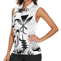 Japan And Hawaii Women Sleeveless Polo Shirt Sakura Koi Fish Hawaiian Lei Kanaka LT14 - Polynesian Pride