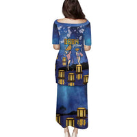 Japan Obon Festival Family Matching Puletasi and Hawaiian Shirt Sakura Lanterns With Bon Dance LT14 - Polynesian Pride