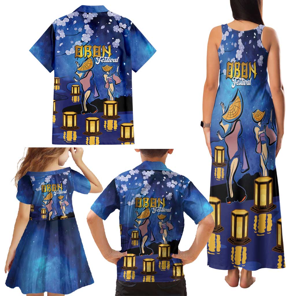 Japan Obon Festival Family Matching Tank Maxi Dress and Hawaiian Shirt Sakura Lanterns With Bon Dance LT14 - Polynesian Pride