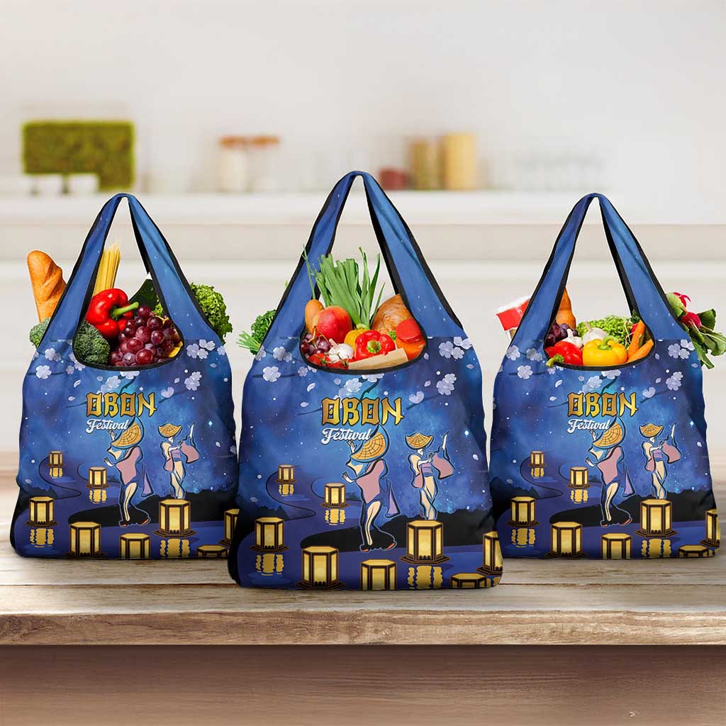 Japan Obon Festival Grocery Bag Sakura Lanterns With Bon Dance - Polynesian Pride