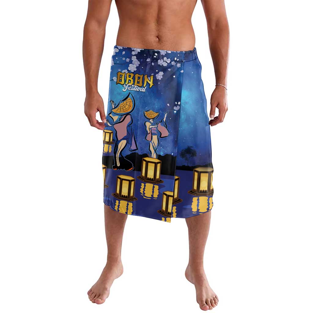 Japan Obon Festival Lavalava Sakura Lanterns With Bon Dance LT14 Blue - Polynesian Pride