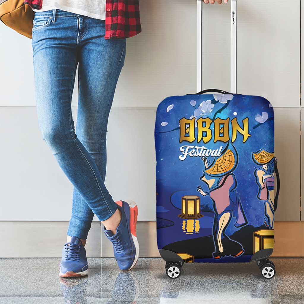 Japan Obon Festival Luggage Cover Sakura Lanterns With Bon Dance - Polynesian Pride