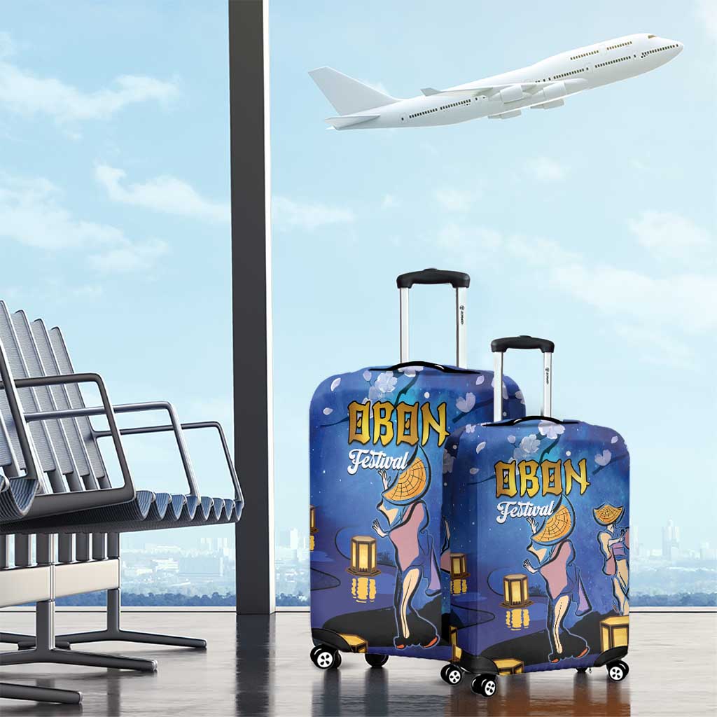 Japan Obon Festival Luggage Cover Sakura Lanterns With Bon Dance - Polynesian Pride