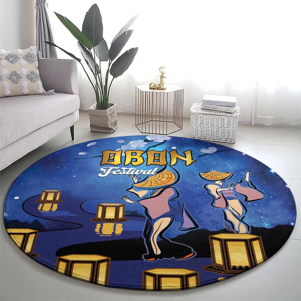 Japan Obon Festival Round Carpet Sakura Lanterns With Bon Dance LT14 - Polynesian Pride