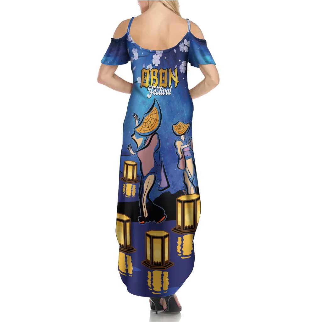 Japan Obon Festival Summer Maxi Dress Sakura Lanterns With Bon Dance - Polynesian Pride