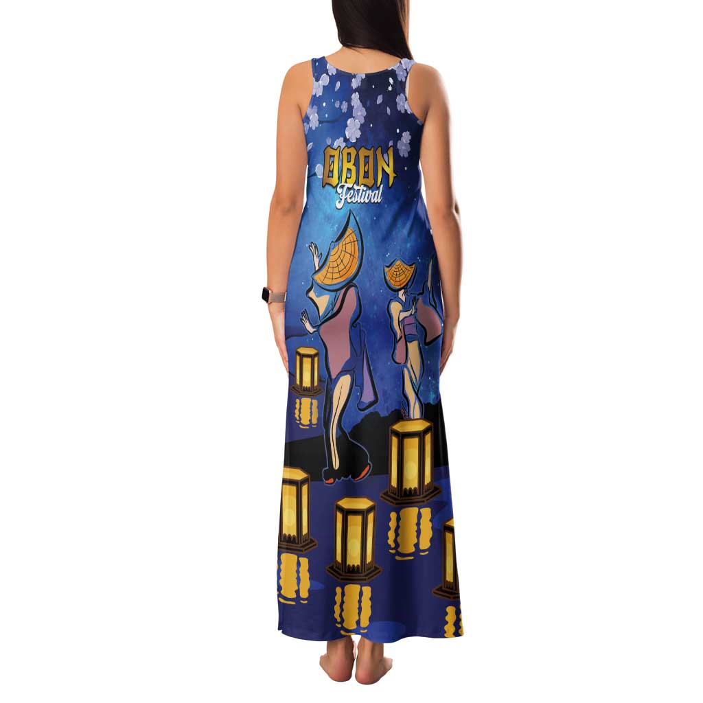 Japan Obon Festival Tank Maxi Dress Sakura Lanterns With Bon Dance - Polynesian Pride