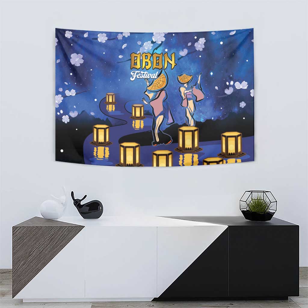 Japan Obon Festival Tapestry Sakura Lanterns With Bon Dance LT14 - Polynesian Pride