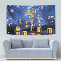 Japan Obon Festival Tapestry Sakura Lanterns With Bon Dance LT14 - Polynesian Pride