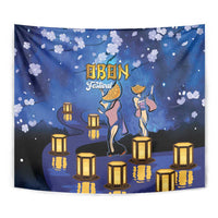 Japan Obon Festival Tapestry Sakura Lanterns With Bon Dance LT14 - Polynesian Pride