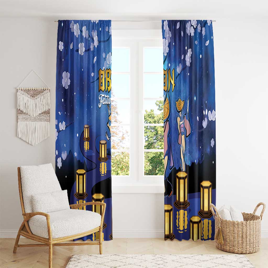 Japan Obon Festival Window Curtain Sakura Lanterns With Bon Dance - Polynesian Pride