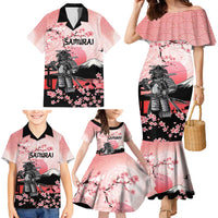 Personalised Japan Samurai Warrior Family Matching Mermaid Dress and Hawaiian Shirt Japanese Cherry Blossom Polynesian Pattern LT14 - Polynesian Pride