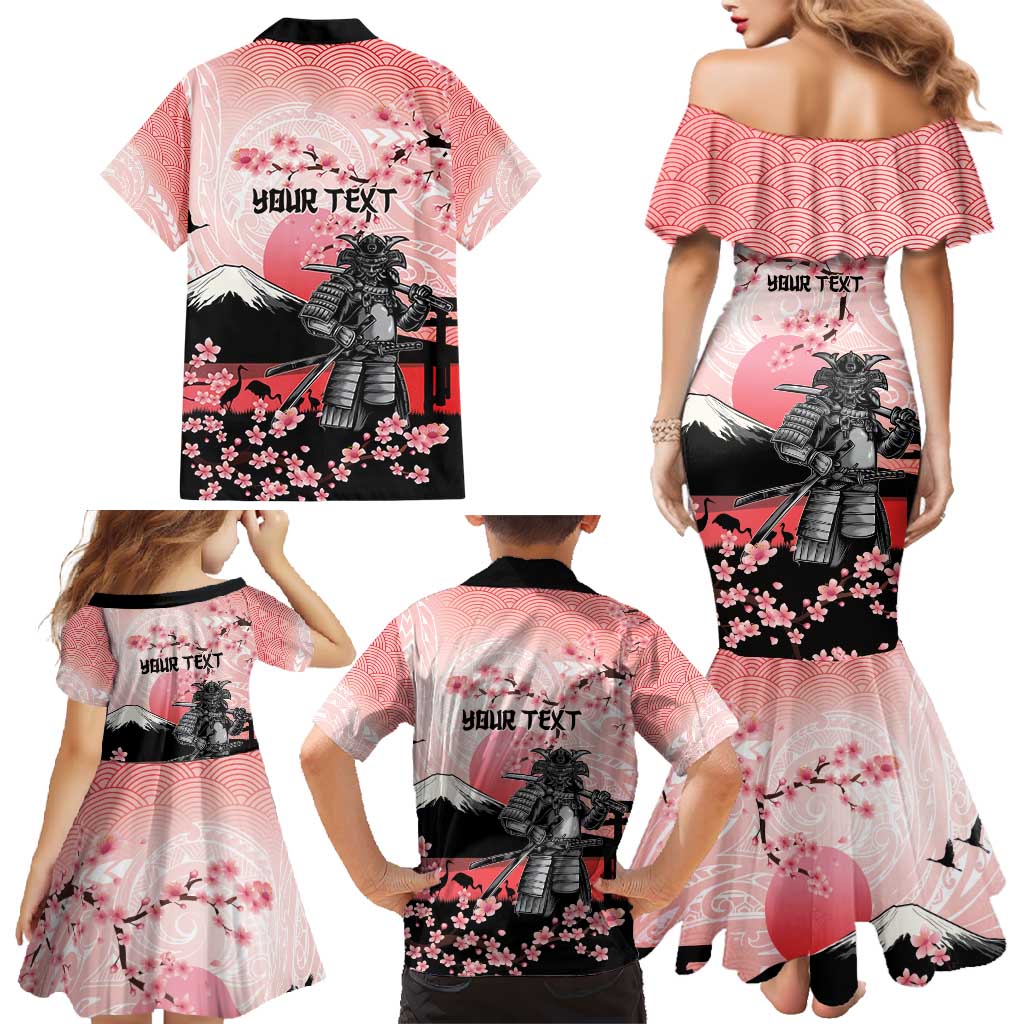 Personalised Japan Samurai Warrior Family Matching Mermaid Dress and Hawaiian Shirt Japanese Cherry Blossom Polynesian Pattern LT14 - Polynesian Pride