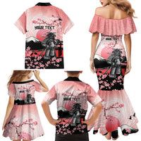 Personalised Japan Samurai Warrior Family Matching Mermaid Dress and Hawaiian Shirt Japanese Cherry Blossom Polynesian Pattern LT14 - Polynesian Pride
