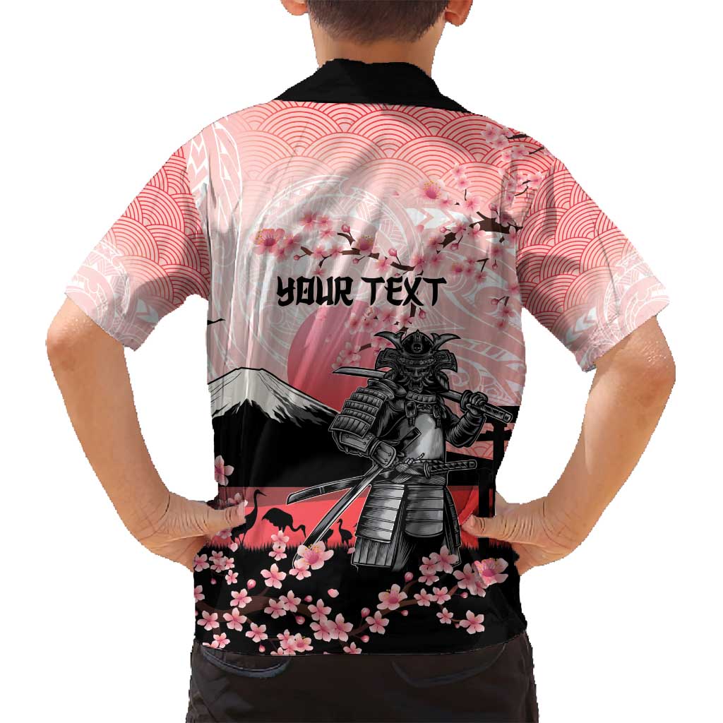 Personalised Japan Samurai Warrior Family Matching Off Shoulder Maxi Dress and Hawaiian Shirt Japanese Cherry Blossom Polynesian Pattern - Polynesian Pride