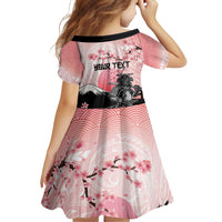 Personalised Japan Samurai Warrior Family Matching Off Shoulder Short Dress and Hawaiian Shirt Japanese Cherry Blossom Polynesian Pattern LT14 - Polynesian Pride