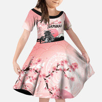 Personalised Japan Samurai Warrior Family Matching Tank Maxi Dress and Hawaiian Shirt Japanese Cherry Blossom Polynesian Pattern LT14 Daughter's Dress Pink - Polynesian Pride