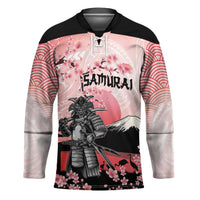 Personalised Japan Samurai Warrior Hockey Jersey Japanese Cherry Blossom Polynesian Pattern - Polynesian Pride