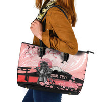 Personalised Japan Samurai Warrior Leather Tote Bag Japanese Cherry Blossom Polynesian Pattern LT14 Pink - Polynesian Pride