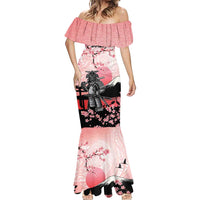 Personalised Japan Samurai Warrior Mermaid Dress Japanese Cherry Blossom Polynesian Pattern LT14 - Polynesian Pride