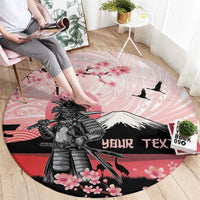 Personalised Japan Samurai Warrior Round Carpet Japanese Cherry Blossom Polynesian Pattern LT14 - Polynesian Pride