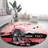 Personalised Japan Samurai Warrior Round Carpet Japanese Cherry Blossom Polynesian Pattern LT14 - Polynesian Pride