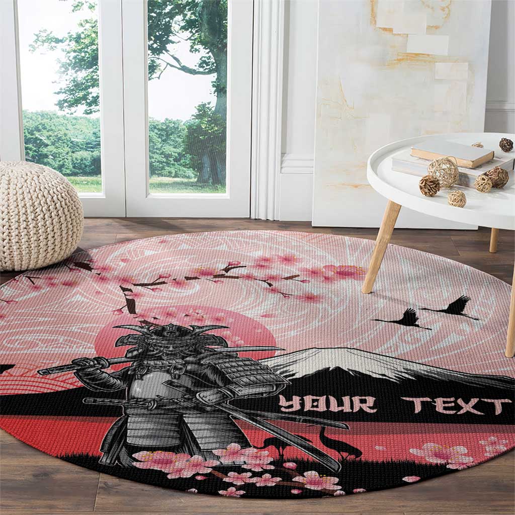 Personalised Japan Samurai Warrior Round Carpet Japanese Cherry Blossom Polynesian Pattern LT14 - Polynesian Pride