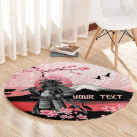 Personalised Japan Samurai Warrior Round Carpet Japanese Cherry Blossom Polynesian Pattern LT14 - Polynesian Pride