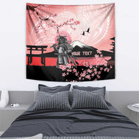 Personalised Japan Samurai Warrior Tapestry Japanese Cherry Blossom Polynesian Pattern LT14 - Polynesian Pride