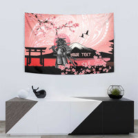 Personalised Japan Samurai Warrior Tapestry Japanese Cherry Blossom Polynesian Pattern LT14 - Polynesian Pride