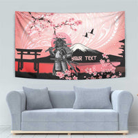 Personalised Japan Samurai Warrior Tapestry Japanese Cherry Blossom Polynesian Pattern LT14 - Polynesian Pride