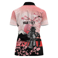 Personalised Japan Samurai Warrior Women Polo Shirt Japanese Cherry Blossom Polynesian Pattern - Polynesian Pride