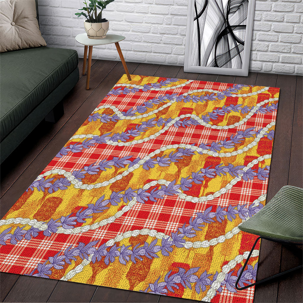 Hawaii Kahili Palaka Motifs Area Rug Hawaiian Honohono Pikake Lei