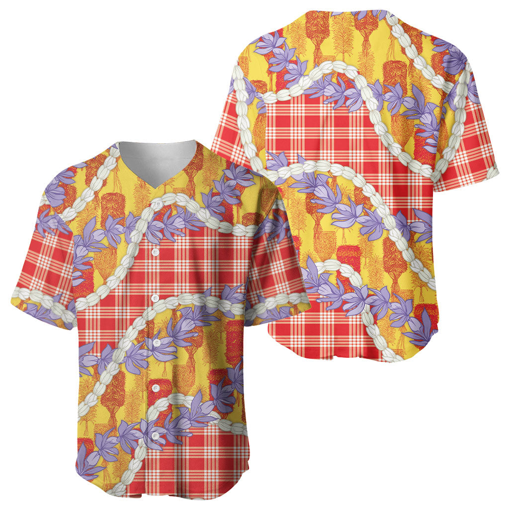 Hawaii Kahili Palaka Motifs Baseball Jersey Hawaiian Honohono Pikake Lei