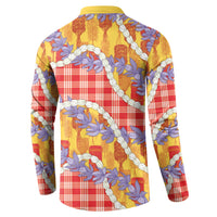 Hawaii Kahili Palaka Motifs Button Sweatshirt Hawaiian Honohono Pikake Lei
