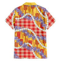 Hawaii Kahili Palaka Motifs Family Matching Puletasi and Hawaiian Shirt Hawaiian Honohono Pikake Lei LT14 - Polynesian Pride