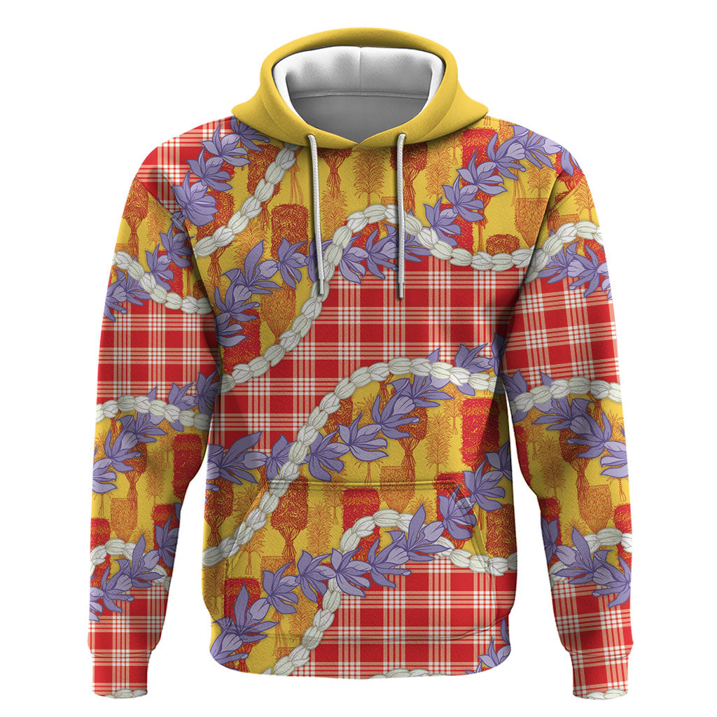 Hawaii Kahili Palaka Motifs Hoodie Hawaiian Honohono Pikake Lei