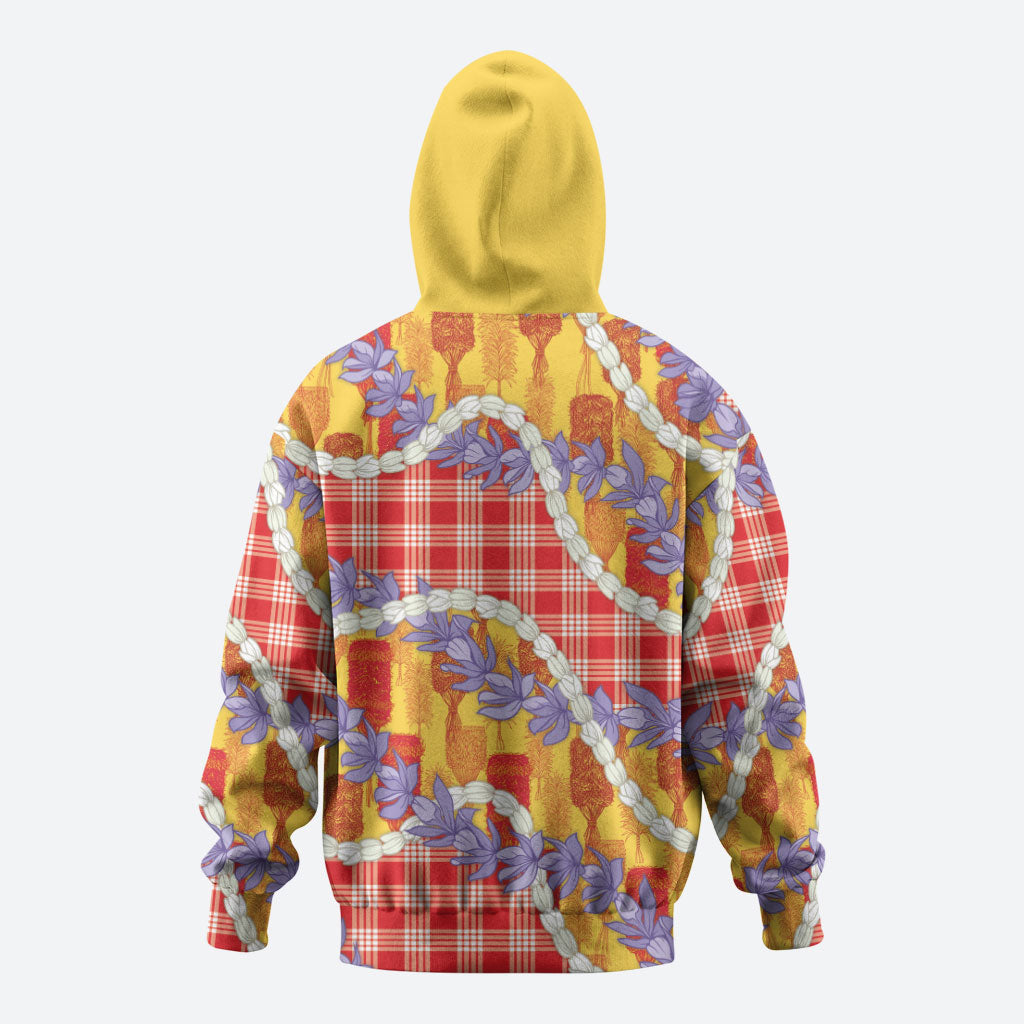 Hawaii Kahili Palaka Motifs Hoodie Hawaiian Honohono Pikake Lei