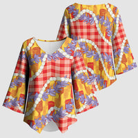 Hawaii Kahili Palaka Motifs Kimono Sleeve Blouse Hawaiian Honohono Pikake Lei LT14 - Polynesian Pride