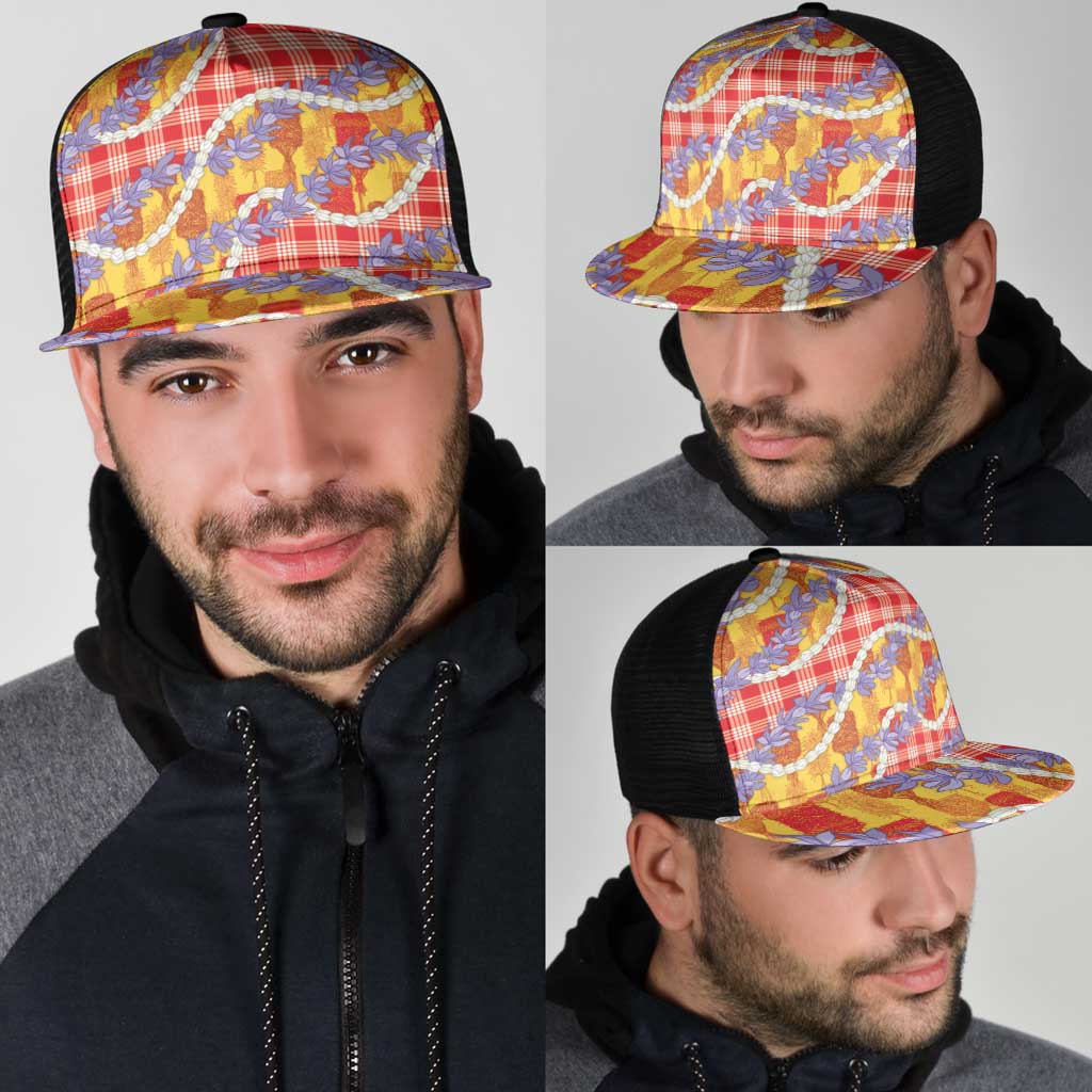 Hawaii Kahili Palaka Motifs Mesh Trucker Cap Hawaiian Honohono Pikake Lei LT14 - Polynesian Pride