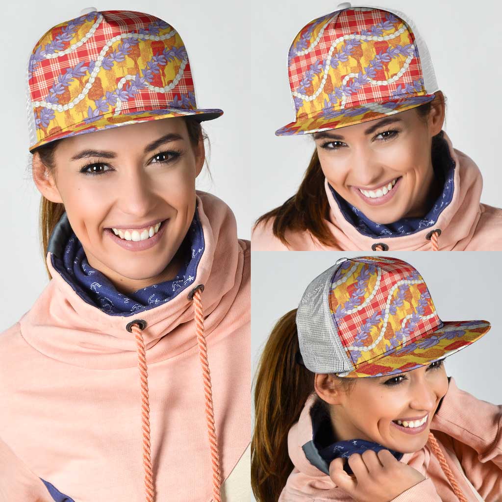 Hawaii Kahili Palaka Motifs Mesh Trucker Cap Hawaiian Honohono Pikake Lei LT14 - Polynesian Pride