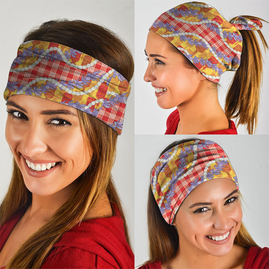 Hawaii Kahili Palaka Motifs Neck Gaiter Hawaiian Honohono Pikake Lei