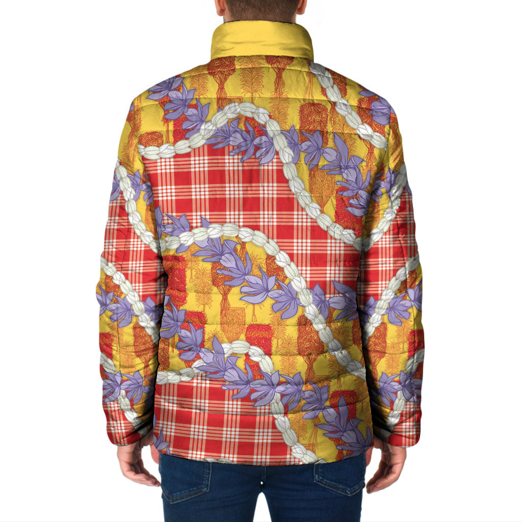 Hawaii Kahili Palaka Motifs Padded Jacket Hawaiian Honohono Pikake Lei