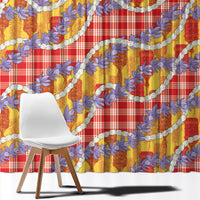 Hawaii Kahili Palaka Motifs Window Curtain Hawaiian Honohono Pikake Lei