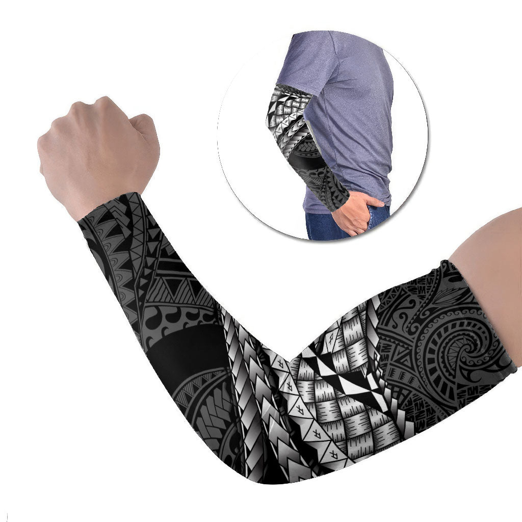 Hawaii Lauhala Tattoo Arm Sleeves Hawaiian Hala Leaf Weaving LT14 Set of 2 Black - Polynesian Pride